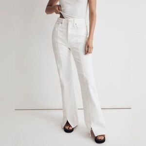 MADEWELL Front Slits at The Hens Baggy Flare Jeans in Tile White  Size 28